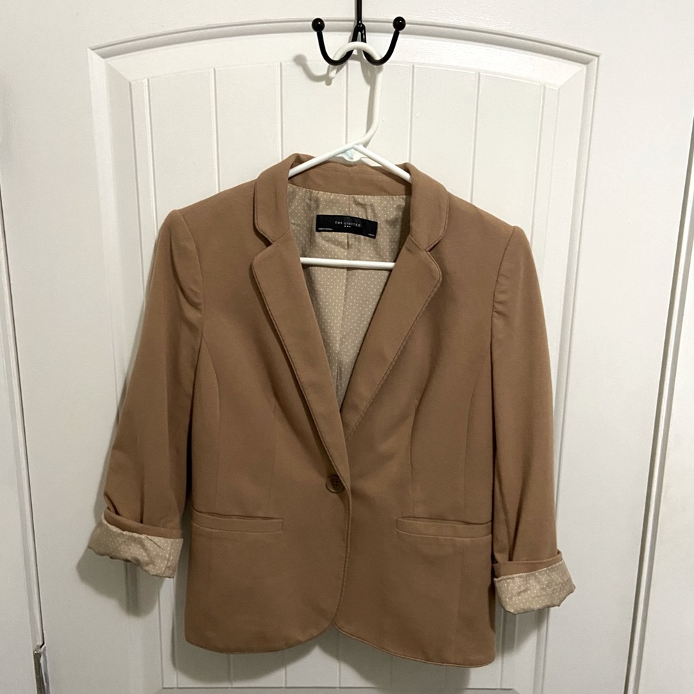The Limited Caramel Blazer Size Medium Polka Dot Lining